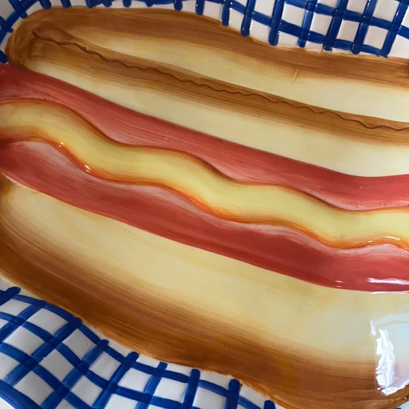 Hot dog mustard BBQ platter tray serving dish plat à servir hot-dog moutard - Picture 4 of 10